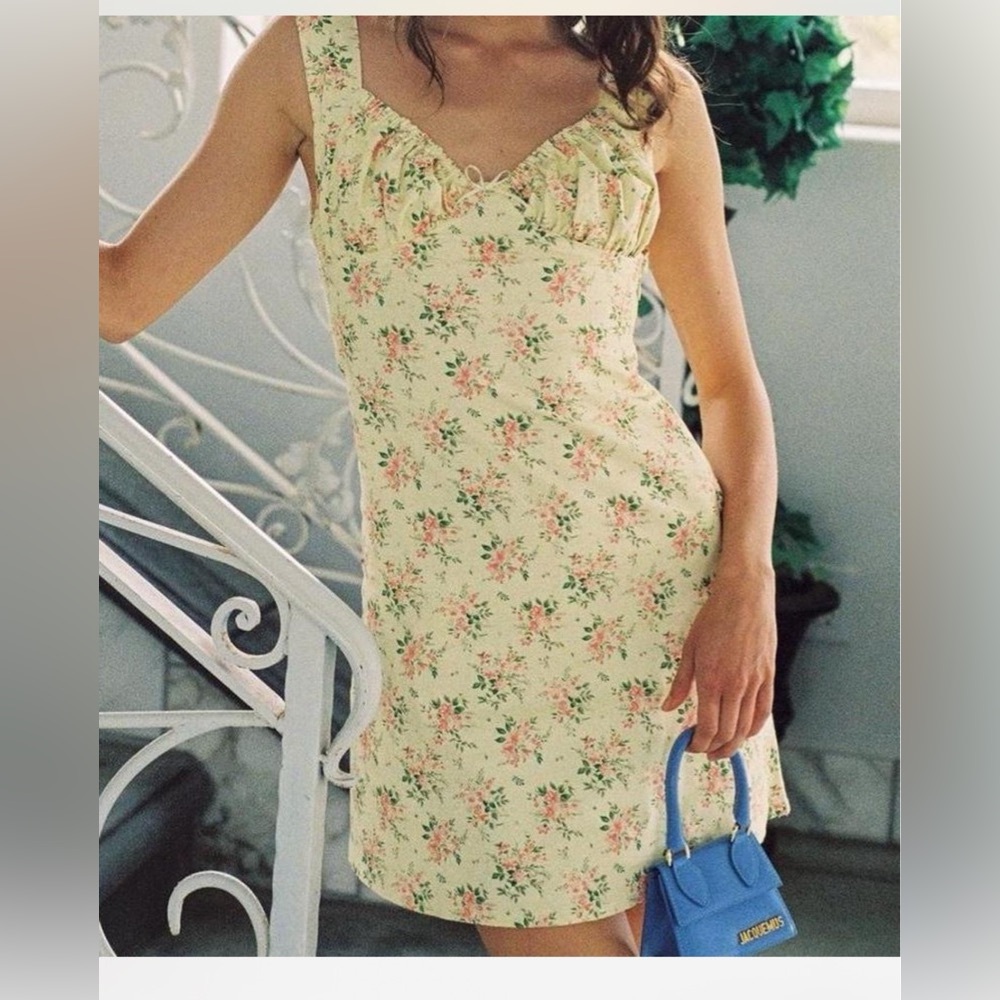With Jean Floral Mini Dress with Pink Rose Print Size Medium